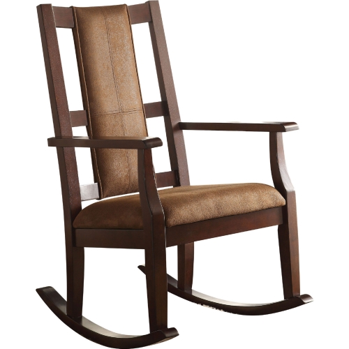 Butsea Rocking Chair in Brown Fabric & Espresso